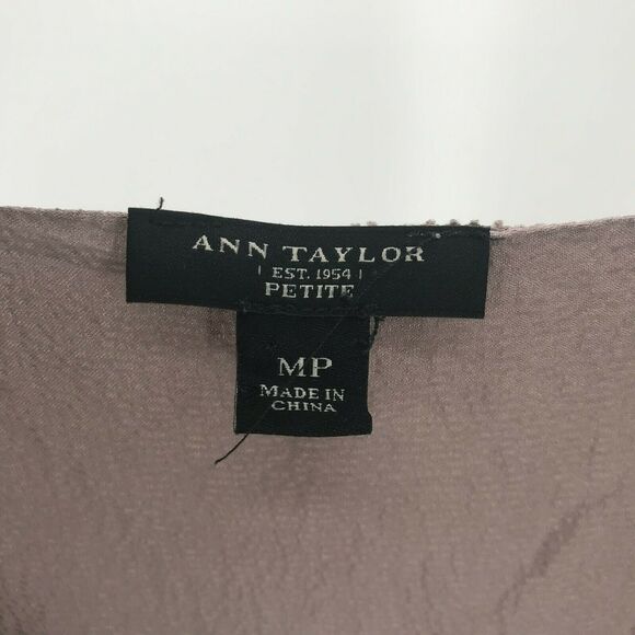 Ann Taylor Silk Tank Womens MP Medium Petite Brown Jeweled Neck Sleeveless - Picture 4 of 9